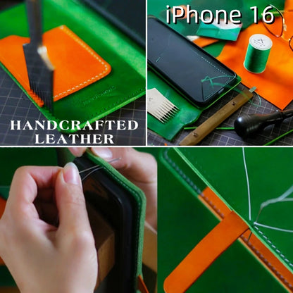 iPhone 16 Leather Max Case | with Strap and Flip Wallet