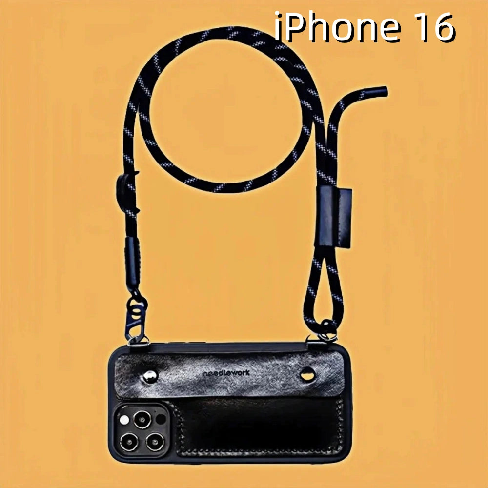 iPhone 16 Leather Case | with Strap and Wallet