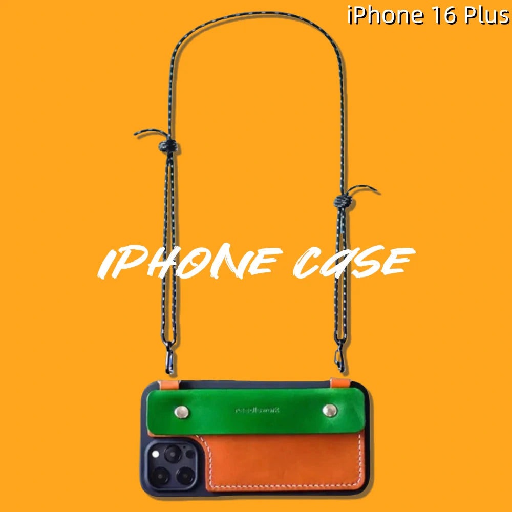 iPhone 16 Plus Leather Case | with Strap Crossbody and Wallet