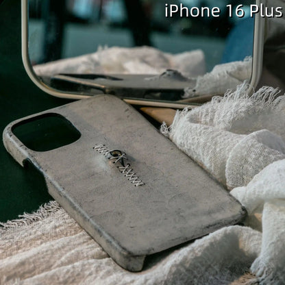 iPhone 16 Plus Leather Case | with 3D Eye Sutures Design