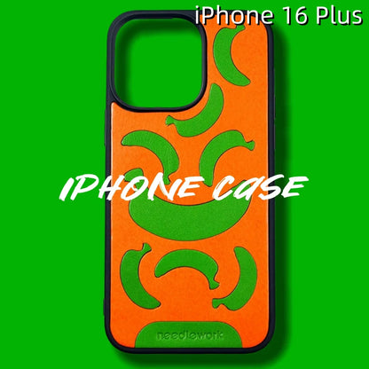 iPhone 16 Plus Leather Case | with Hand Made Banana Design
