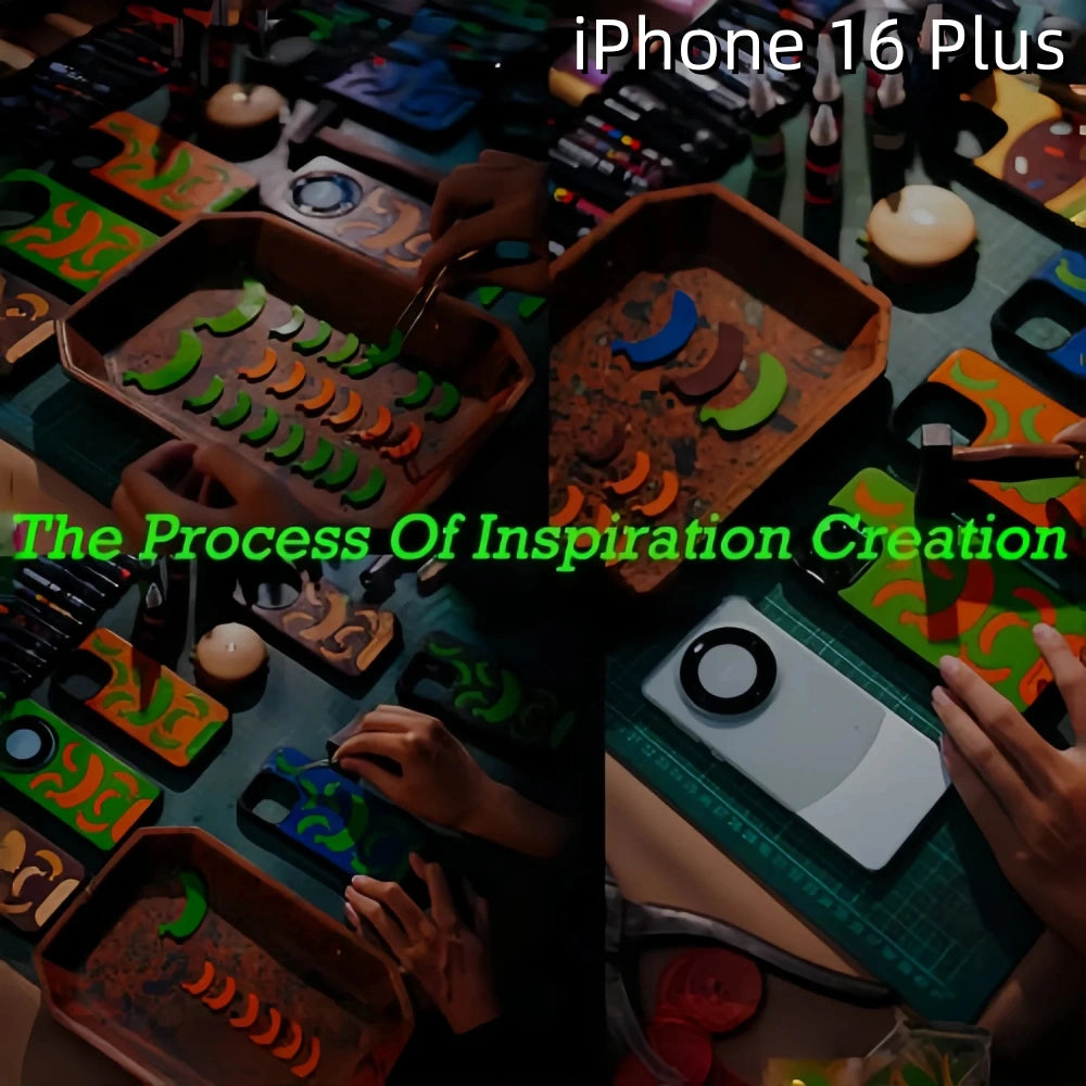 iPhone 16 Plus Leather Case | with Hand Made Banana Design