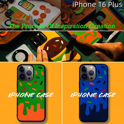 iPhone 16 Plus Leather Case | with Hand Made Ice Cream Design