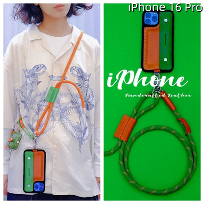 iPhone 16 Pro Leather Case | with Strap Card and Wallet