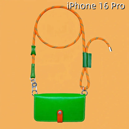 iPhone 16 Pro Leather Case | with Strap and Flip Wallet