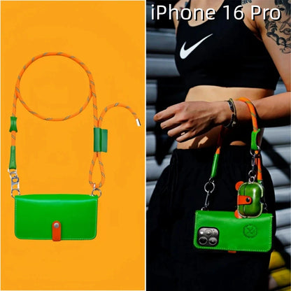 iPhone 16 Pro Leather Case | with Strap and Flip Wallet