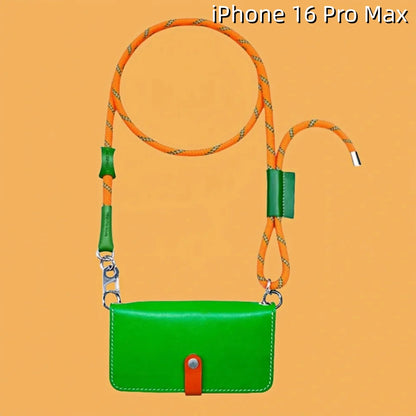 iPhone 16 Pro Leather Case | with Strap and Flip Wallet