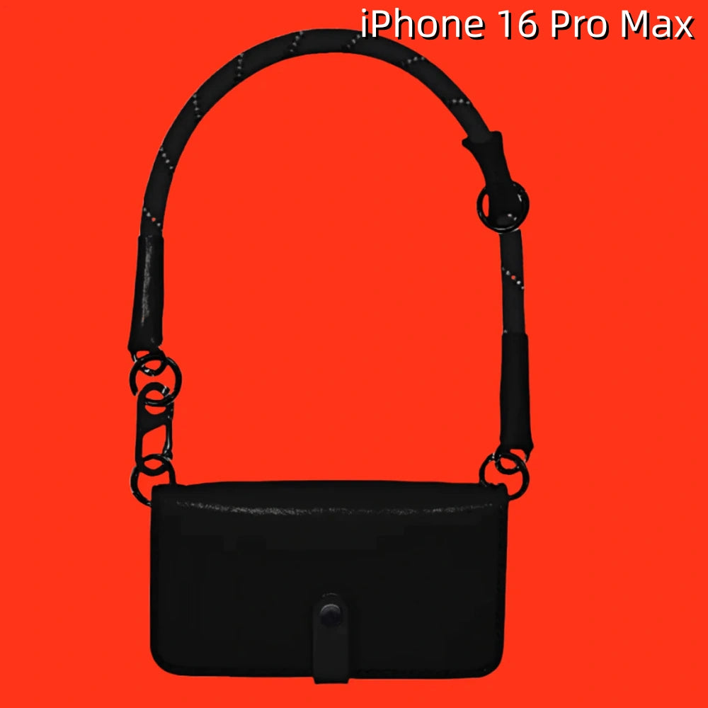 iPhone 16 Pro Leather Case | with Strap and Flip Wallet