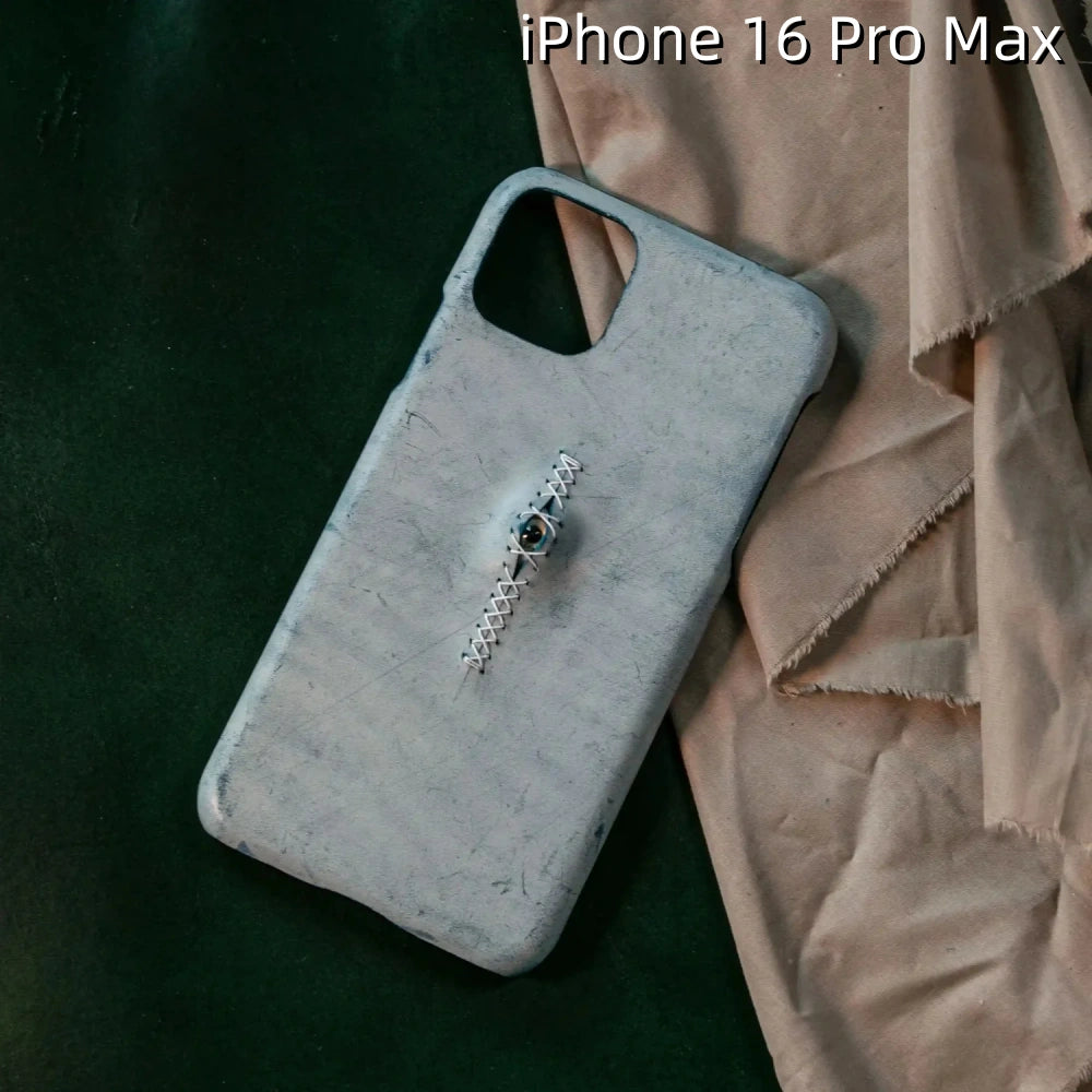 iPhone 16 Pro Max Leather Case | with 3D Eye Sutures Design