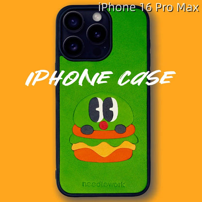 iPhone 16 Pro Max Leather Case | with Hand Made Hamburger Design
