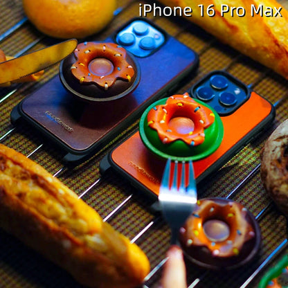 iPhone 16 Pro Max Leather Case | with Strap Crossbody and Donut Design