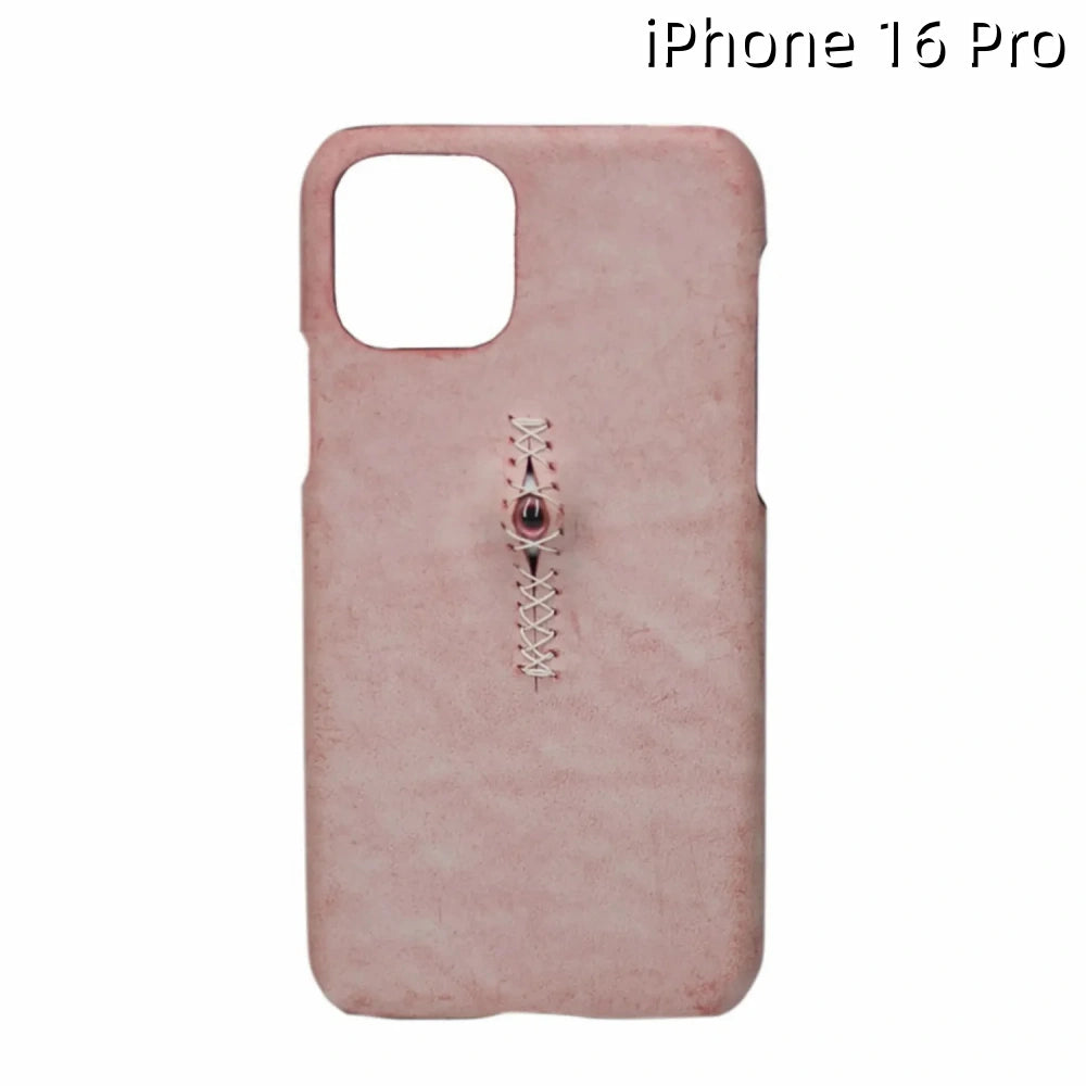 iPhone 16 Pro Leather Case | with 3D Eye Sutures Design