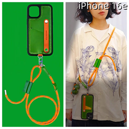 iPhone 16e Leather Case | with Strap and Card Holder