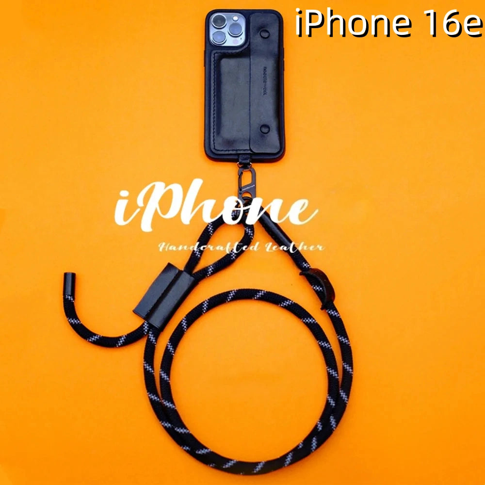 iPhone 16e Leather Case | with Strap Card and Wallet
