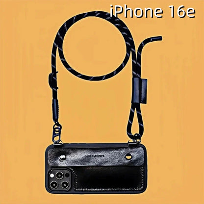iPhone 16e Leather Case | with Strap and Wallet