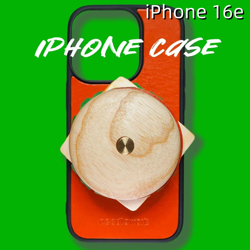 iPhone 16e Leather Case | with Removable Handle | Hamburger style