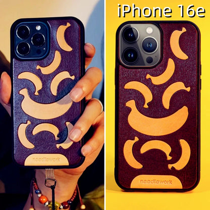 iPhone 16e Leather Case | with Hand Made Banana Design