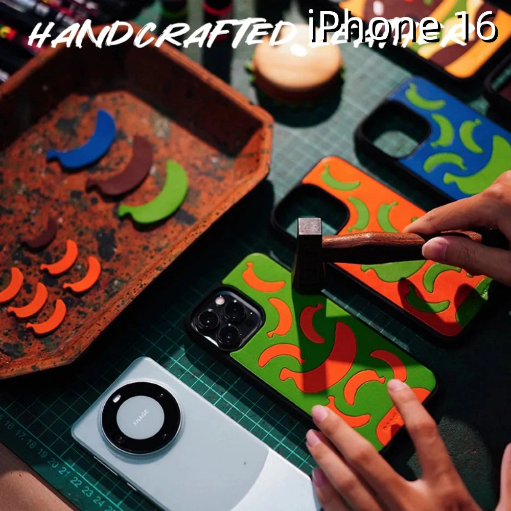 iPhone 16 Leather Case | with Hand Made Banana Design