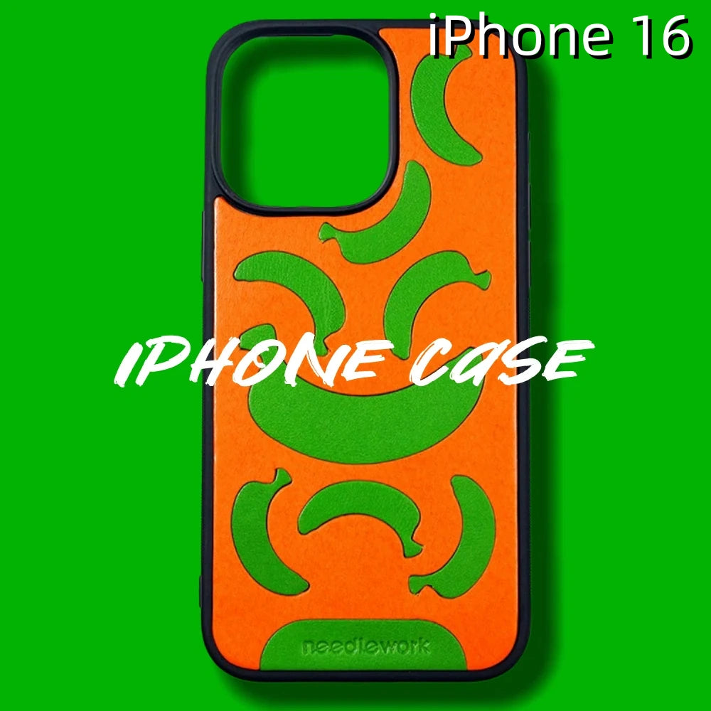 iPhone 16 Leather Case | with Hand Made Banana Design