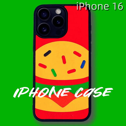 iPhone 16 Leather Case | with Hand Made Hamburger Design