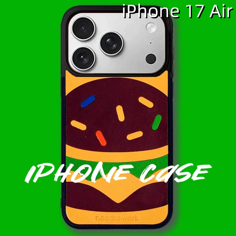 iPhone 17 Air Leather Case | with Hand Made Hamburger Design
