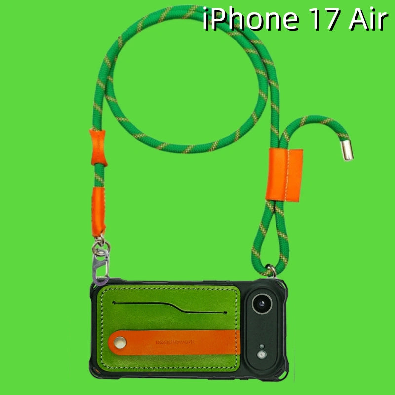 iPhone 17 Air Leather Case | with Card Holder and Removable Strap