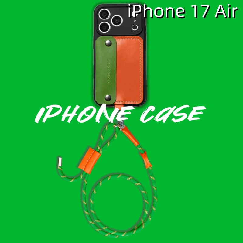 iPhone 17 Air レザーケース | 取り外し可能なストラップ、カード、ウォレット付き