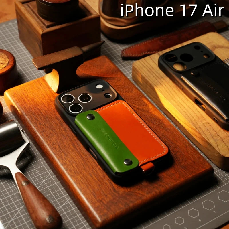iPhone 17 Air レザーケース | 取り外し可能なストラップ、カード、ウォレット付き