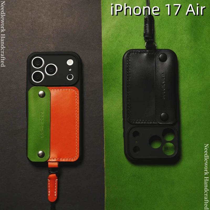iPhone 17 Air レザーケース | 取り外し可能なストラップ、カード、ウォレット付き