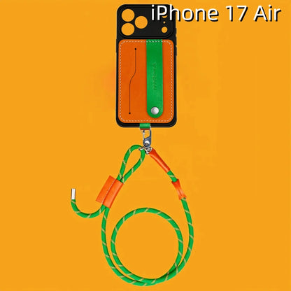 iPhone 17 Air レザーケース | 取り外し可能なストラップとカードホルダー付き
