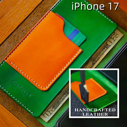 iPhone 17 Leather Case | with Strap and Flip Wallet
