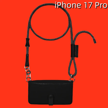 iPhone 17 Pro Leather Case | with Strap and Flip Wallet