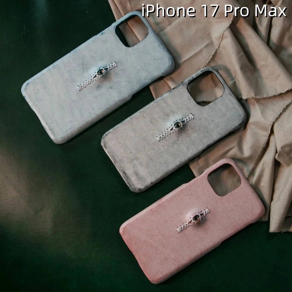 iPhone 17 Pro Max Leather Case | with 3D Eye Sutures Design