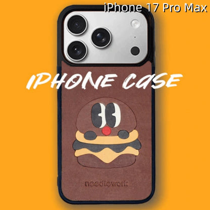 iPhone 17 Pro Max Leather Case | with Hand Made Hamburger Design