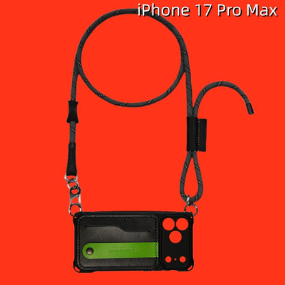 iPhone 17 Pro Max レザーケース | カードホルダーと取り外し可能なストラップ付き