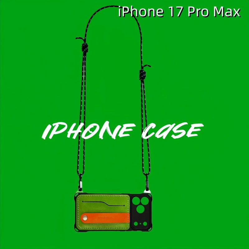 iPhone 17 Pro Max Leather Case | with Removable Strap Crossbody and Card Holder