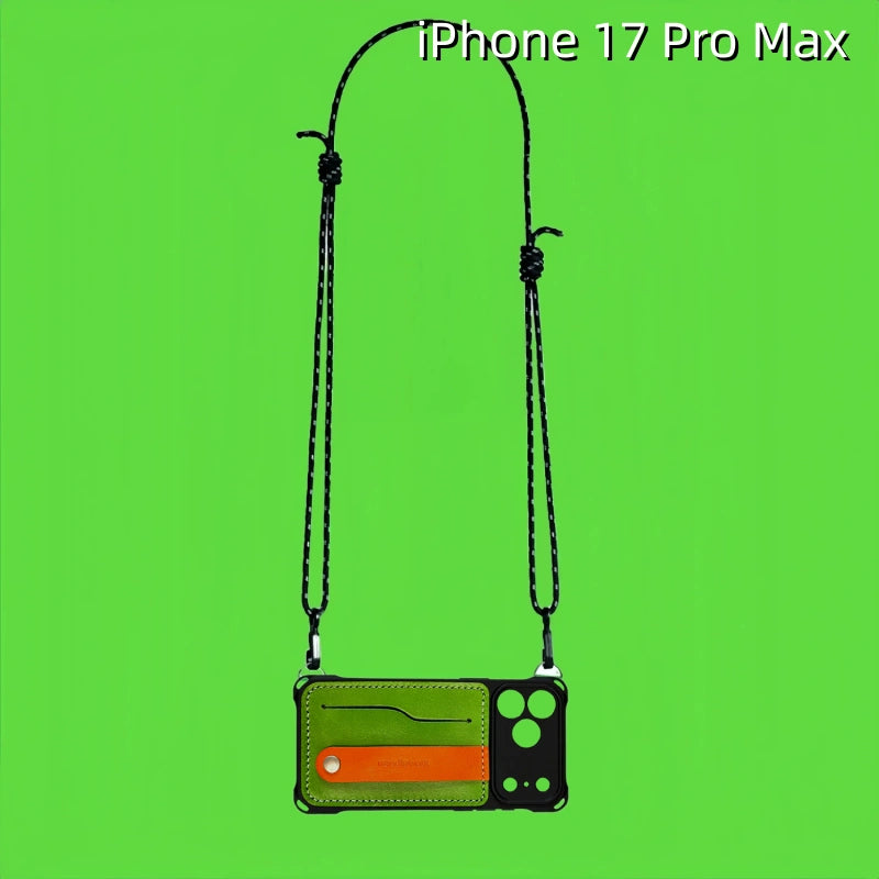 iPhone 17 Pro Max Leather Case | with Removable Strap Crossbody and Card Holder