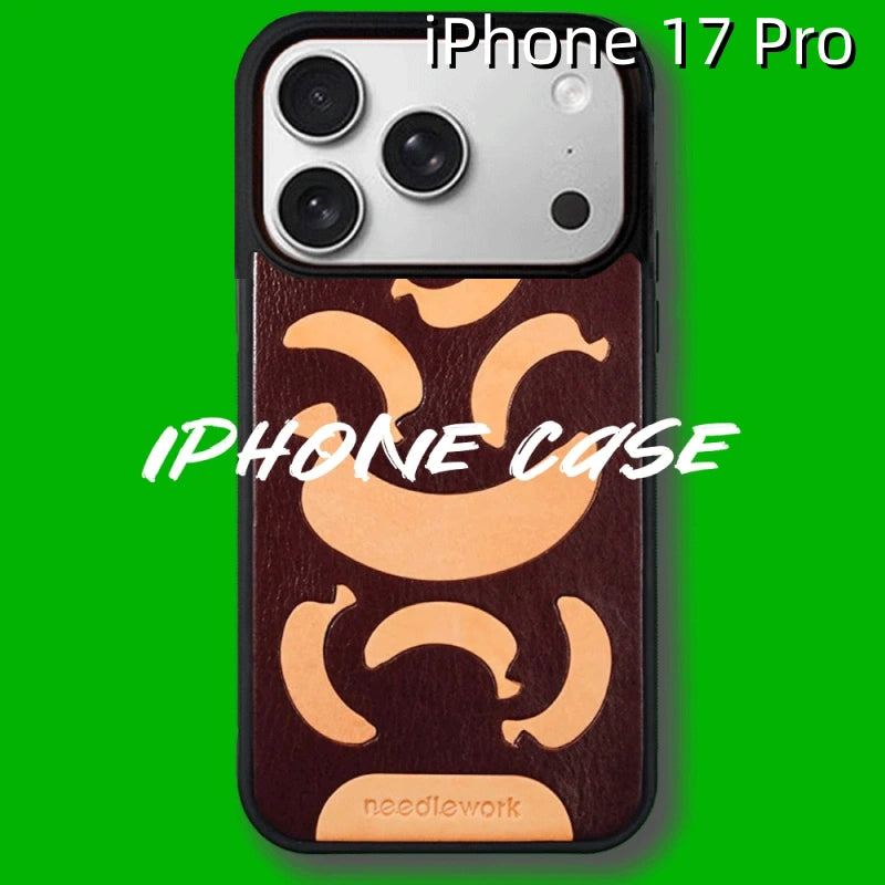 iPhone 17 Pro Leather Case | with Hand Made | Banana Design