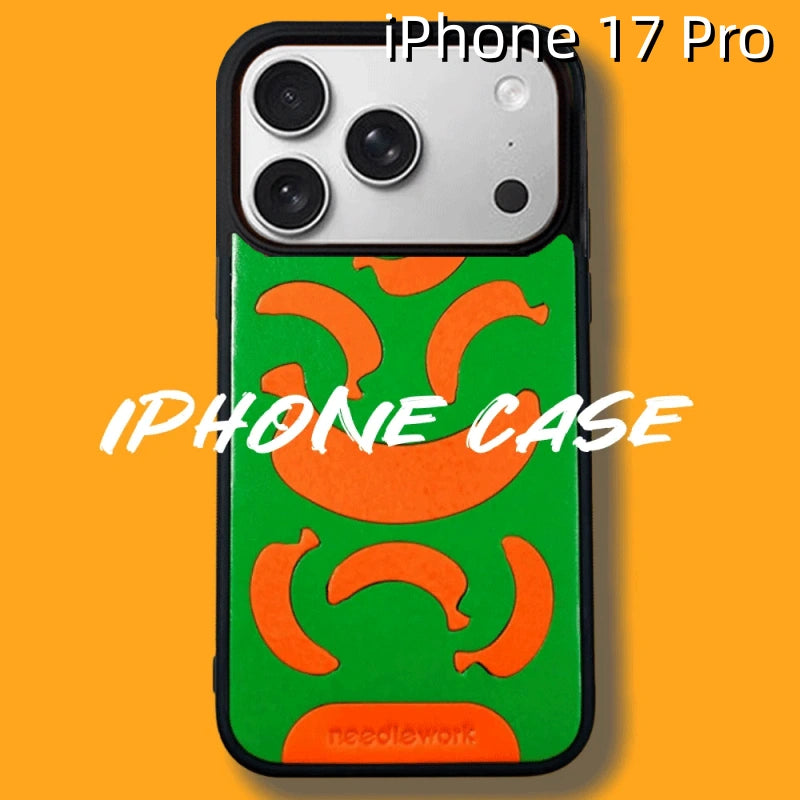 iPhone 17 Pro Leather Case | with Hand Made | Banana Design