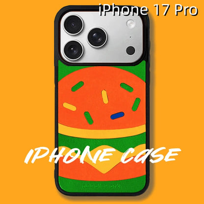 iPhone 17 Pro Leather Case | with Hand Made Hamburger Design