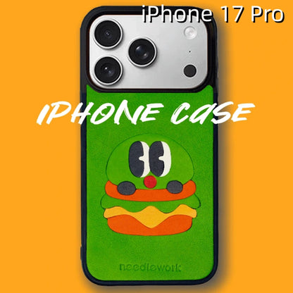 iPhone 17 Pro Leather Case | with Hand Made Hamburger Design