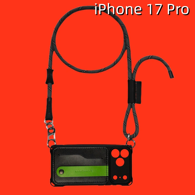 iPhone 17 Pro レザーケース | カードホルダーと取り外し可能なストラップ付き