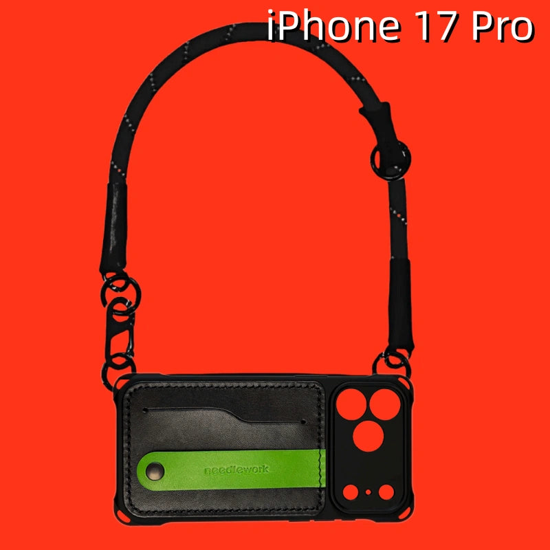 iPhone 17 Pro レザーケース | カードホルダーと取り外し可能なストラップ付き