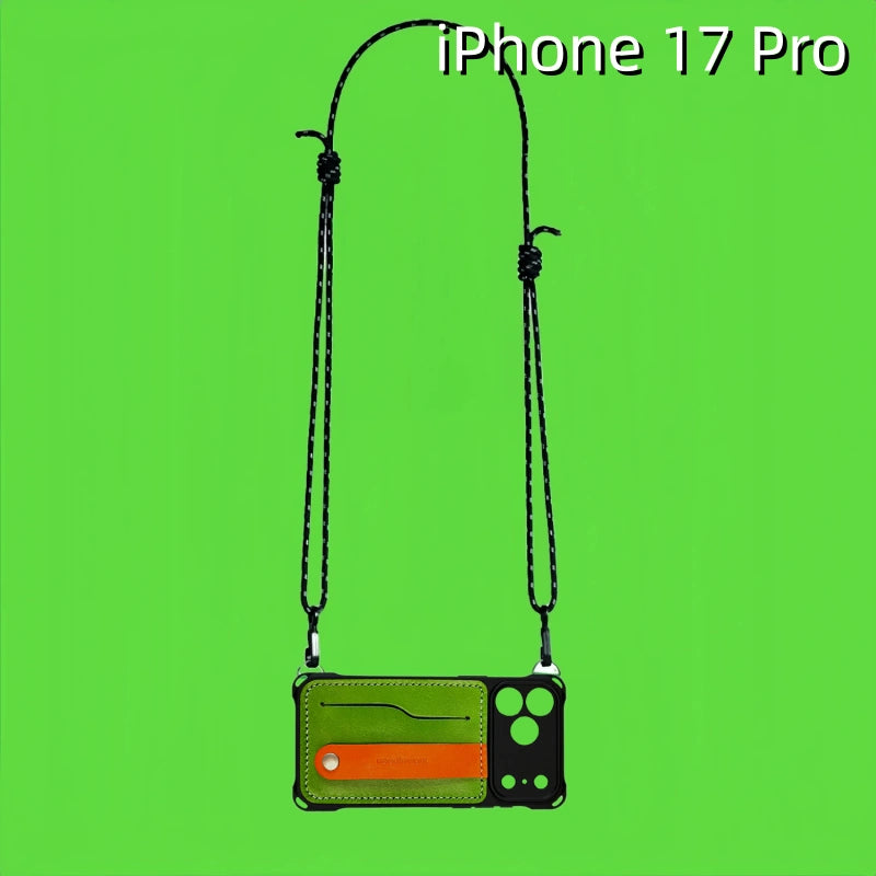 iPhone 17 Pro Leather Case | with Removable Strap Crossbody and Card Holder