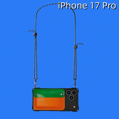 iPhone 17 Pro Leather Case | with Removable Strap Crossbody and Wallet
