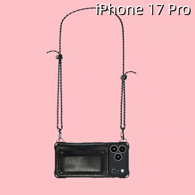 iPhone 17 Pro Leather Case | with Removable Strap Crossbody and Wallet