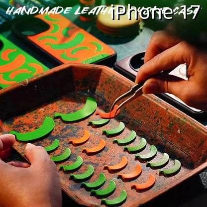 iPhone 17 Leather Case | with Hand Made | Banana Design