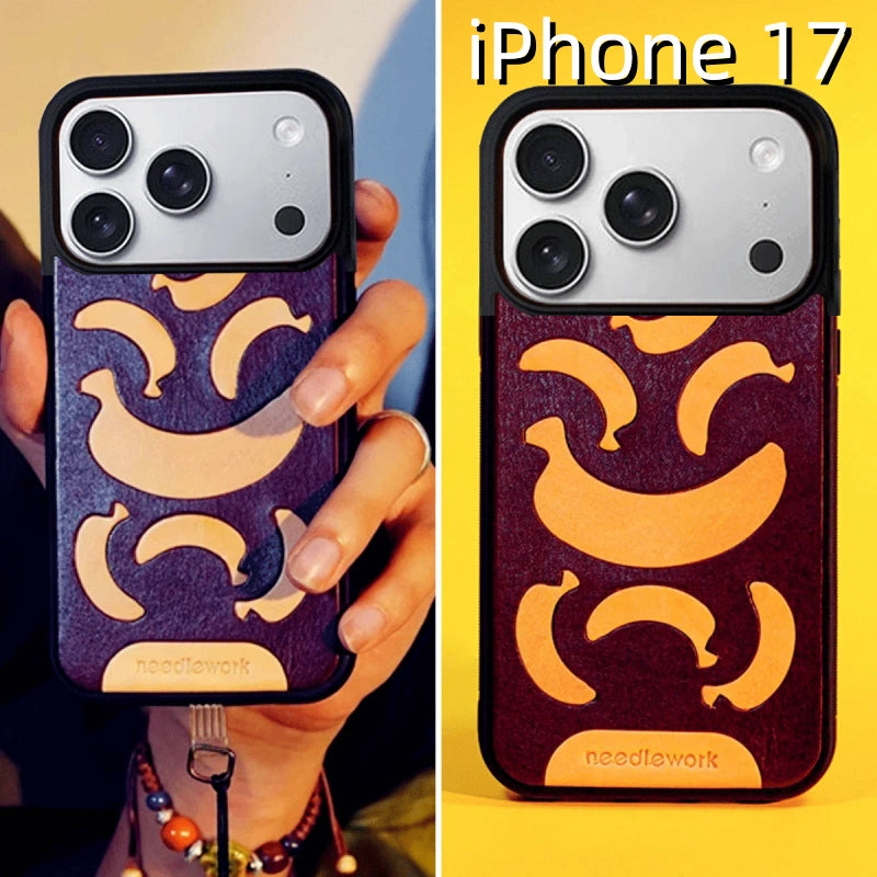 iPhone 17 Leather Case | with Hand Made | Banana Design