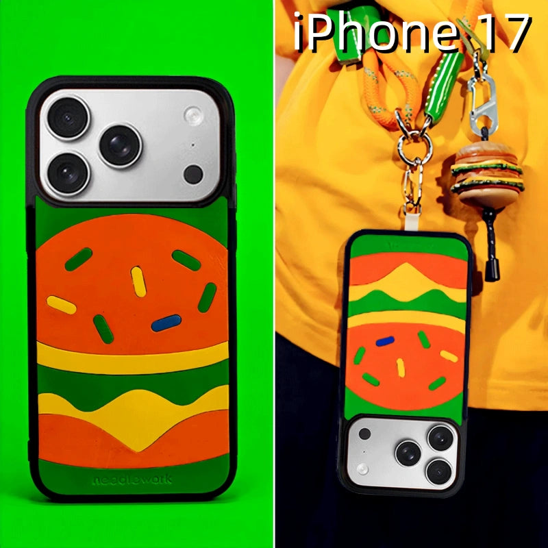 iPhone 17 Leather Case | with Hand Made Hamburger Design