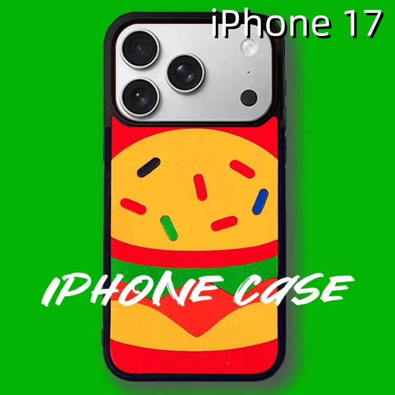iPhone 17 Leather Case | with Hand Made Hamburger Design